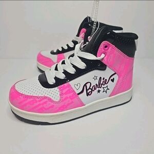 Barbie Kids High-Top Sneakers - Pink and White Size 13